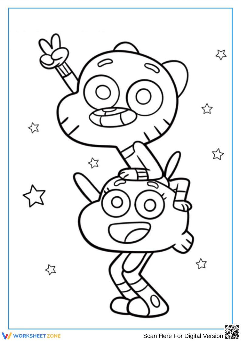 Gumball and Darwin Starry Adventure Coloring Page - Page 1
