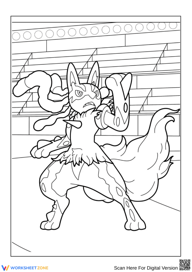 Mega Lucario Battle Arena Coloring Page - Page 1