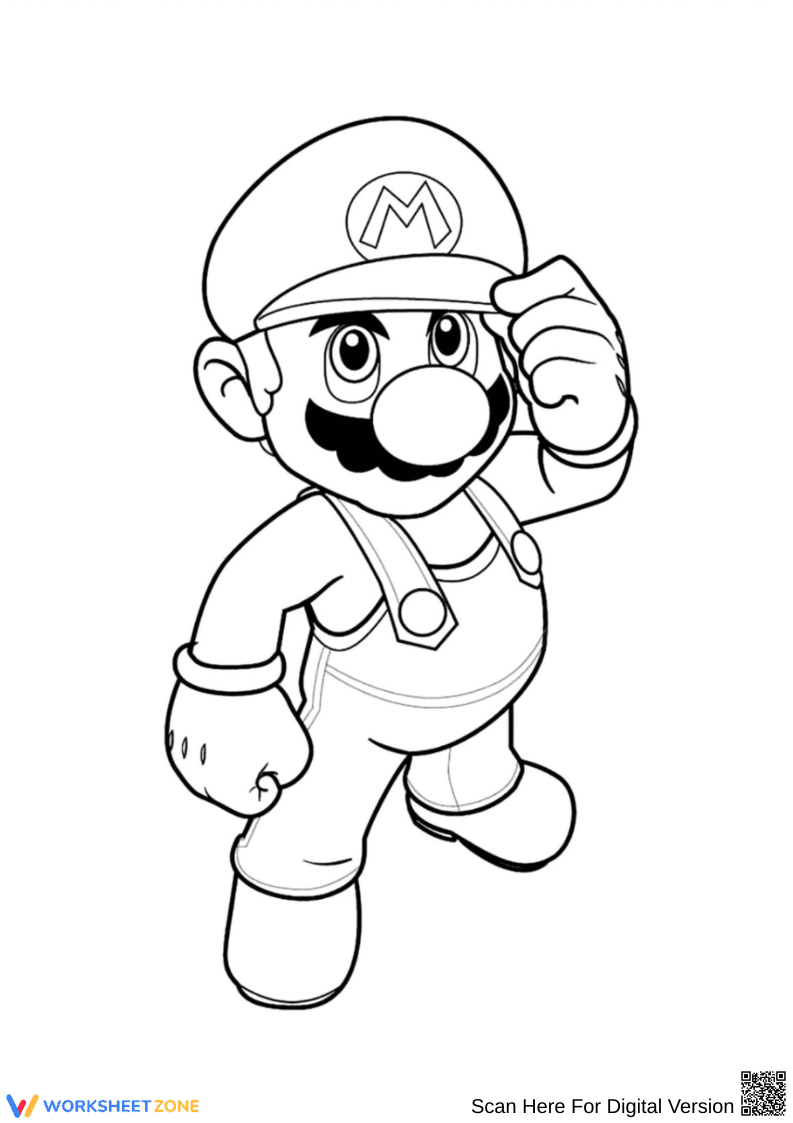 Mario Salute Smash Bros Coloring Page - Page 1