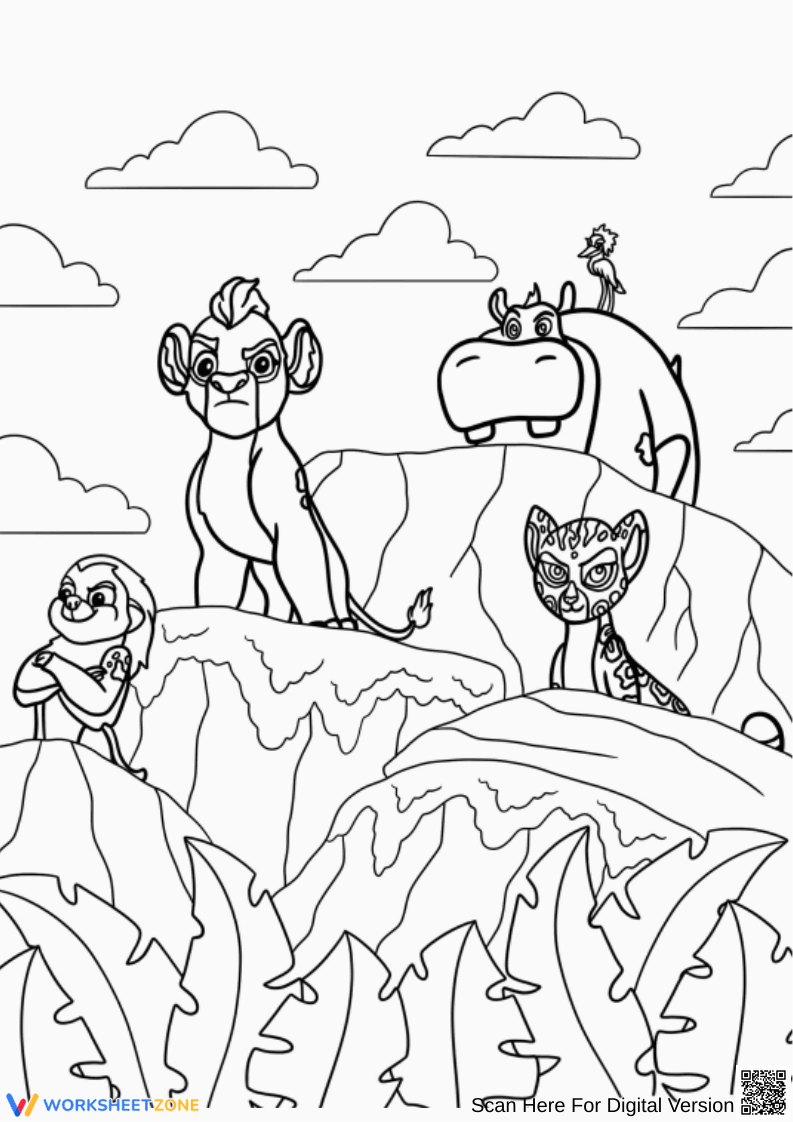 Lion Guard Team on Watch Coloring Page - Page 1