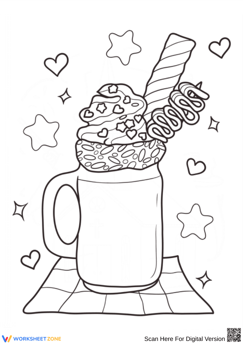 Crazy Milkshake Jar Coloring Page for Kids - Page 1