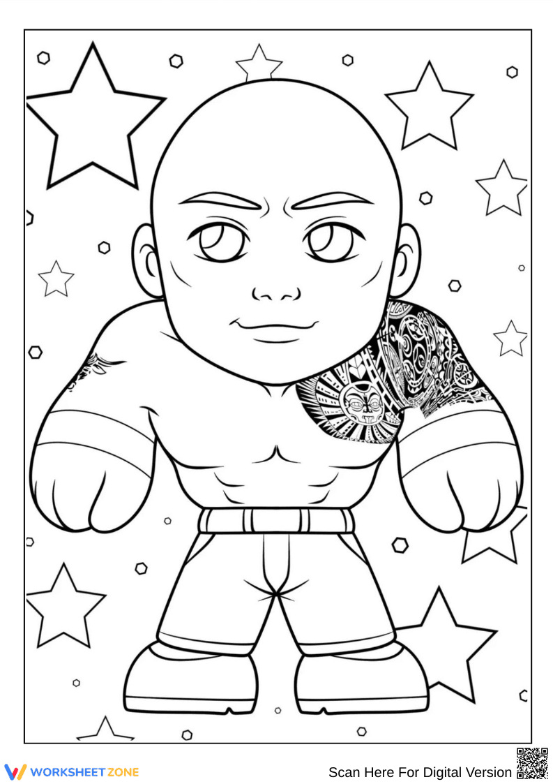 The Rock Coloring Pages – Bold, Fun & Chibi Styles - Page 1