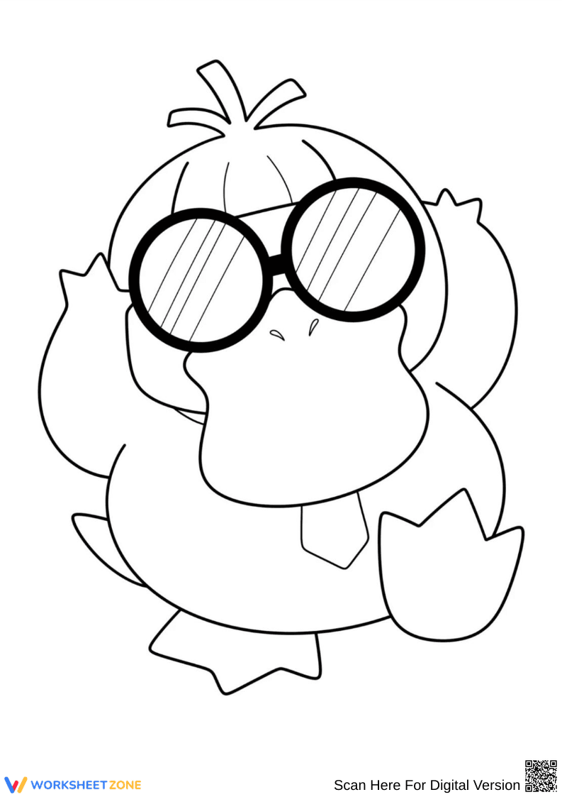 Psyduck with Glasses Coloring Page – Fun Pokémon Style - Page 1