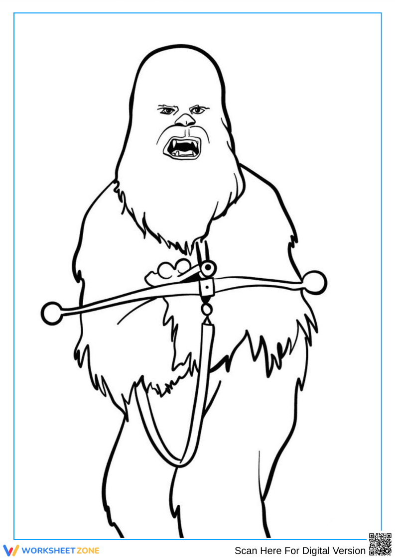 Simple Chewbacca Coloring Page with Bowcaster - Page 1