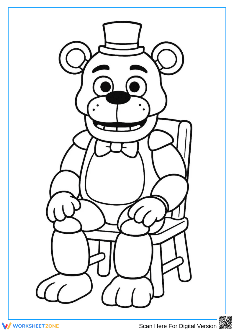 Golden Freddy Sitting Coloring Page - Page 1