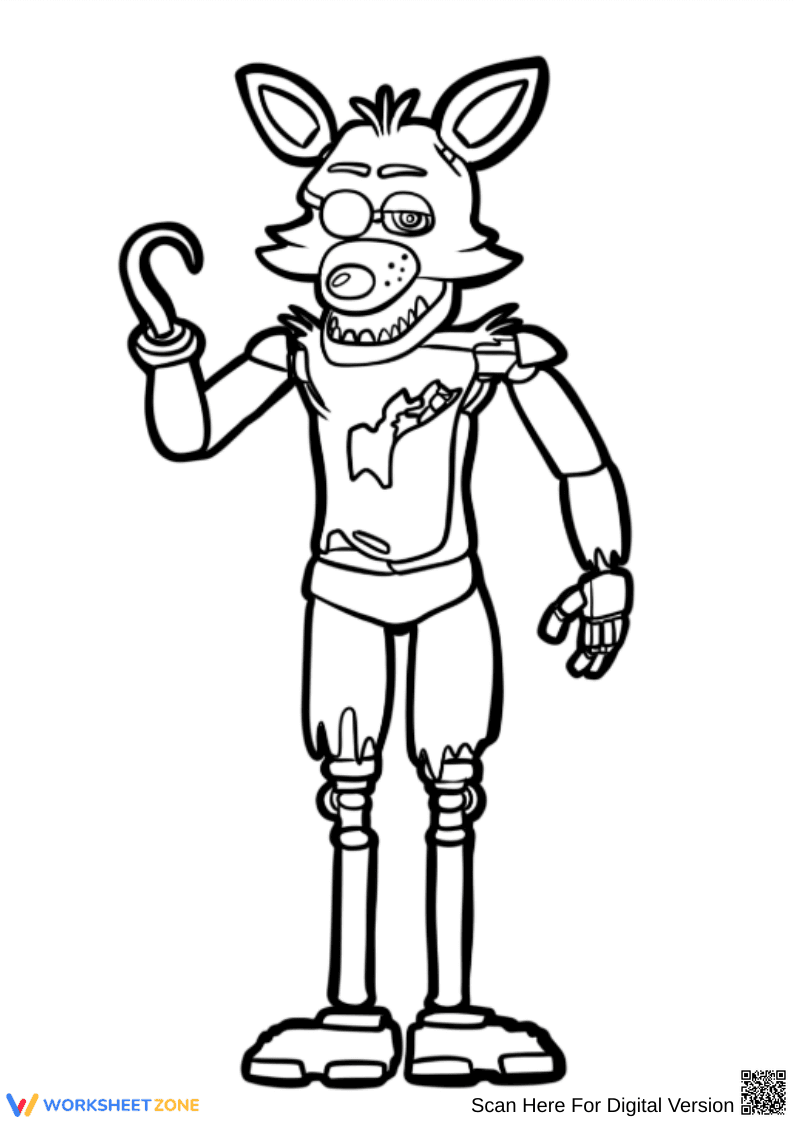 Foxy Coloring Page – Pirate Animatronic from FNAF - Page 1