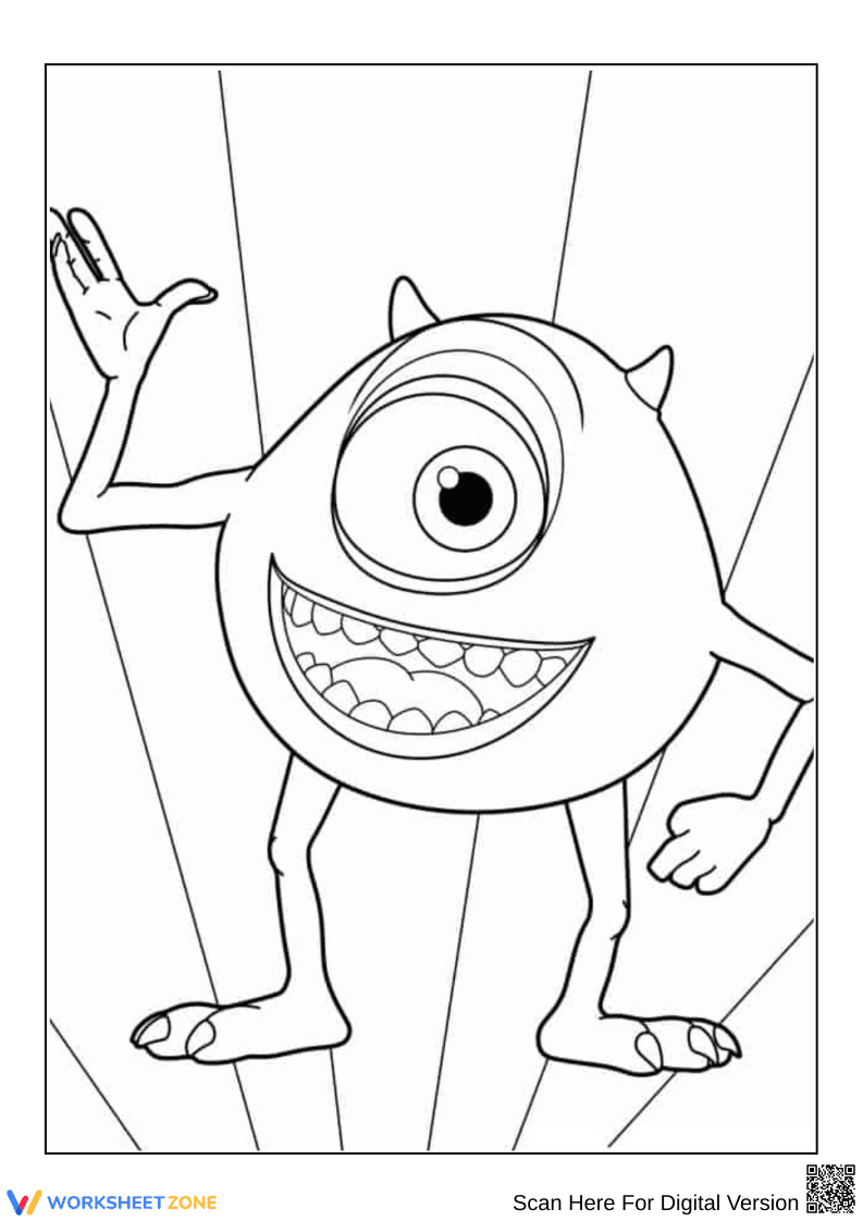 Mike Wazowski Monsters Inc. Coloring Page - Page 1