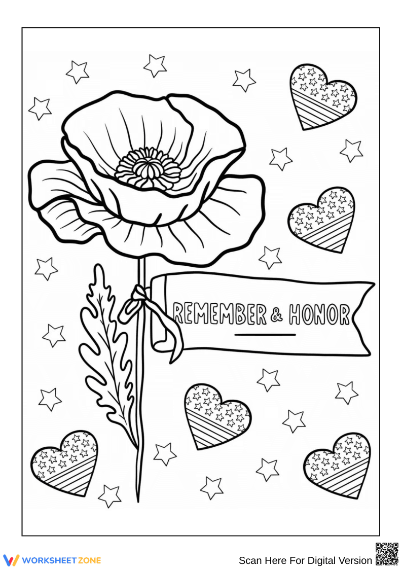 Memorial Day Poppy Coloring Page – Remember and Honor - Page 1