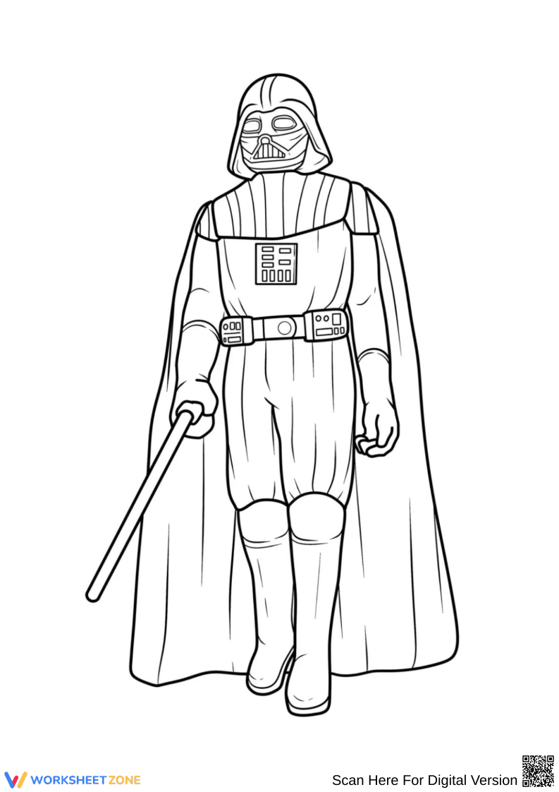 Star Wars Coloring Page: Darth Vader Walking with Lightsaber - Page 1