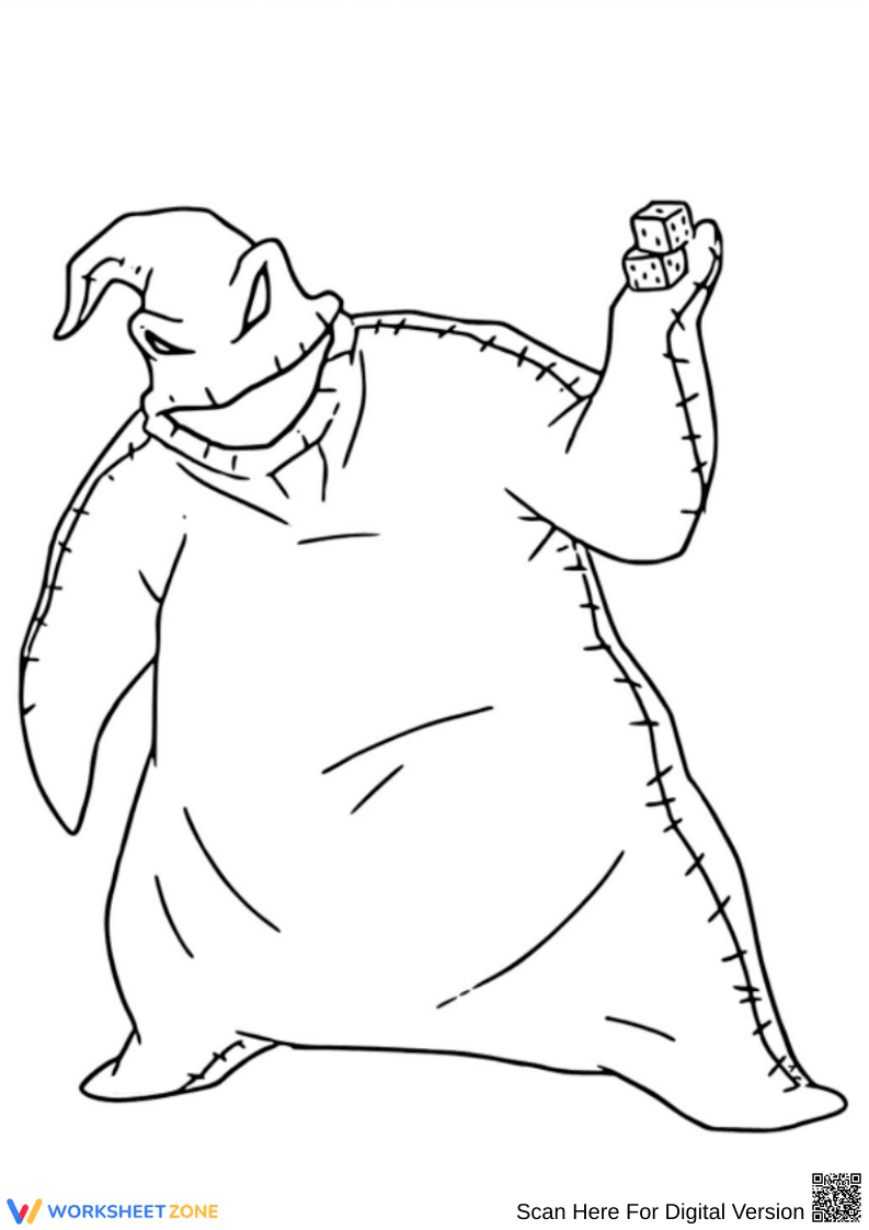 Classic Oogie Boogie Coloring Page with Dice in Hand - Page 1