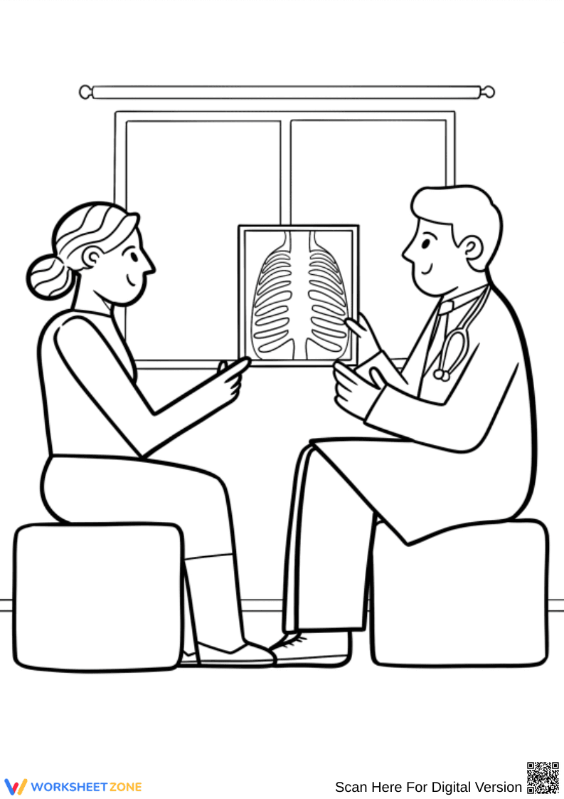 Doctor and Patient Consultation Coloring Page for Kids - Page 1