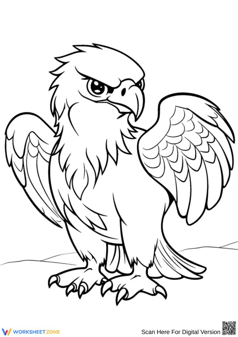 Fierce Cartoon Eagle Coloring Page - Page 1