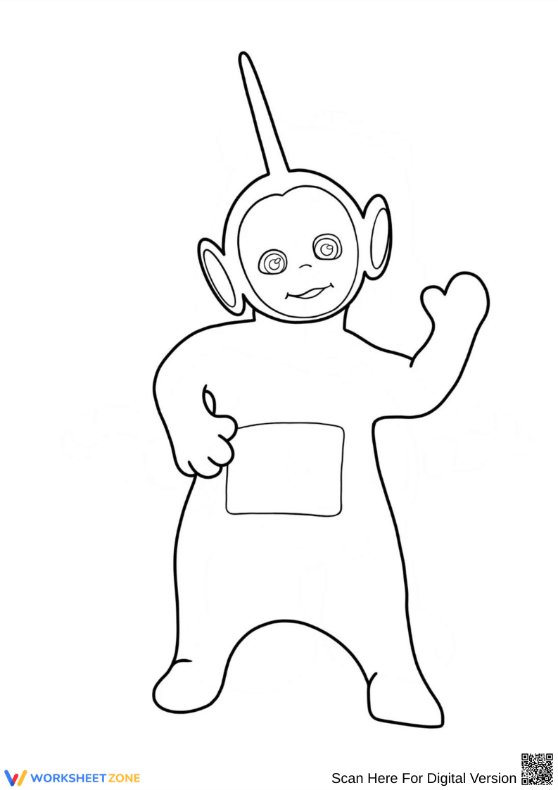 Tinky Winky the Teletubby Waving Coloring Page - Page 1