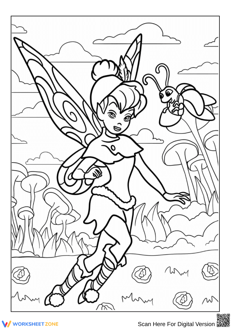 Magical Fairy in Forest Coloring Page - Page 1