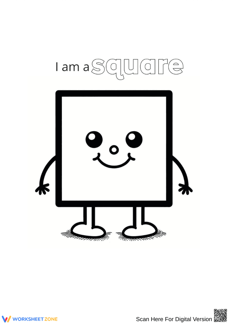 I Am a Square – Shape Coloring Page for Kids - Page 1