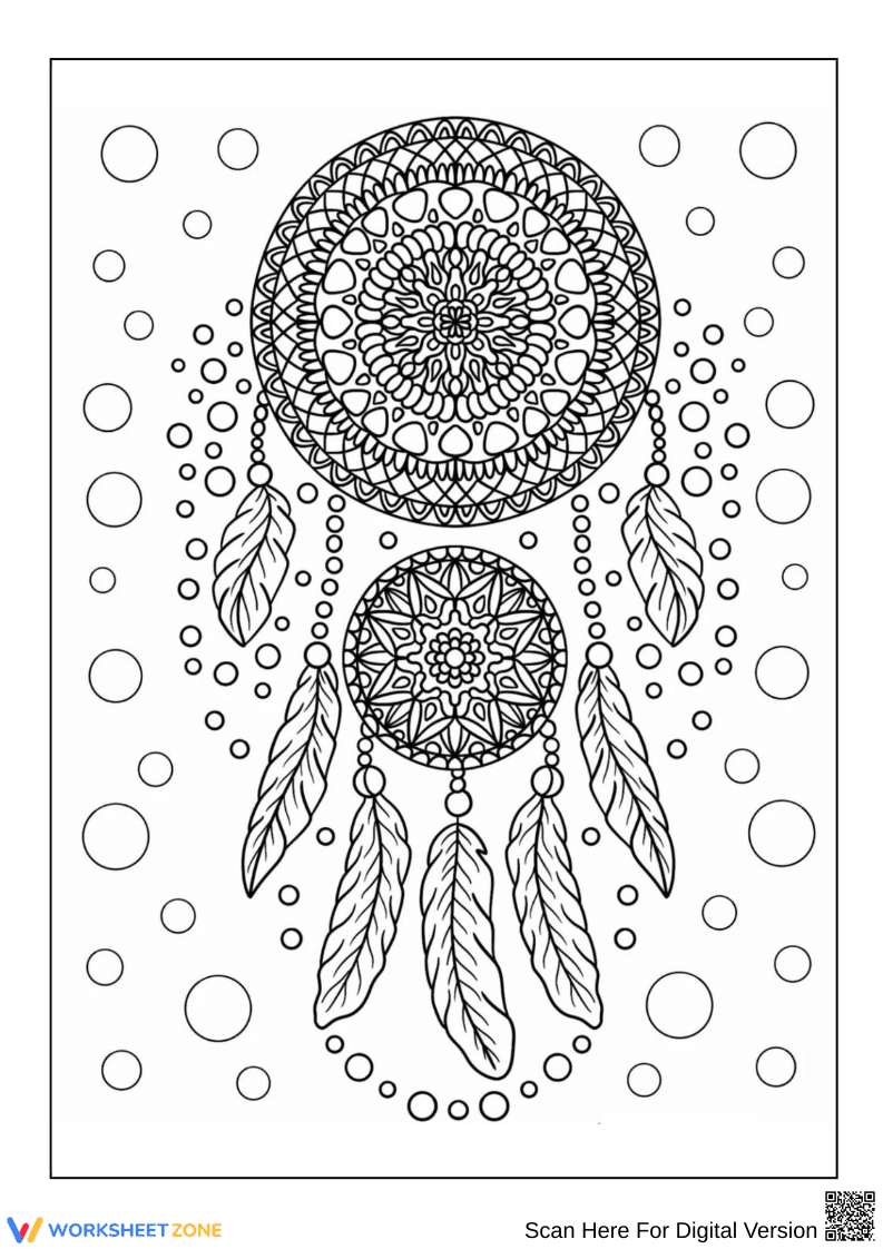 Mandala Dreamcatcher Coloring Page for Relaxation - Page 1