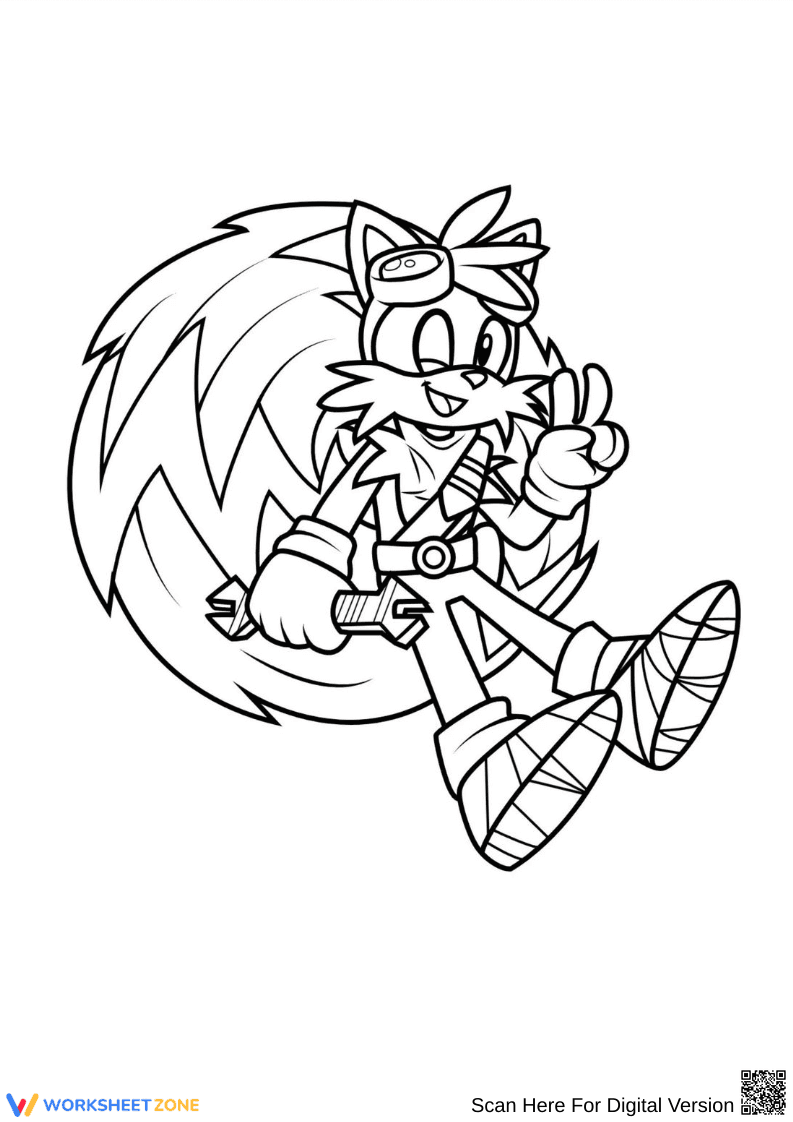 Tails with Wrench Coloring Page – Sonic the Hedgehog - Page 1