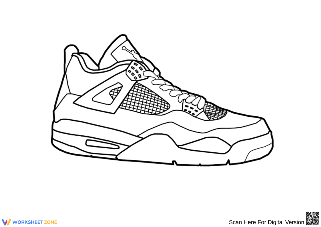 Air Jordan 4 Sneaker Coloring Page – Classic Design - Page 1