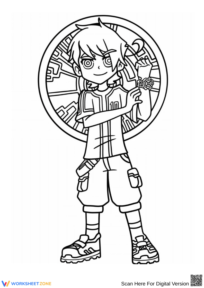 Ben 10 Coloring Page – Heroic Pose with Omnitrix - Page 1
