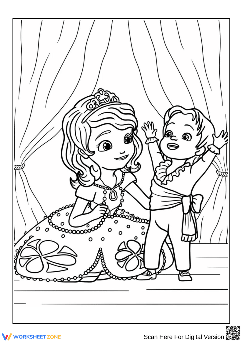 Sofia the First and Prince James Coloring Page - Page 1