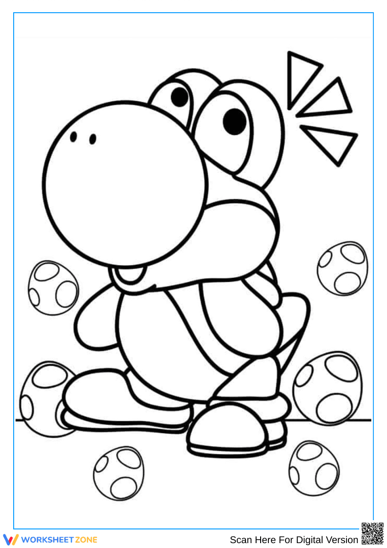 Yoshi with Spotted Eggs Coloring Page - Page 1