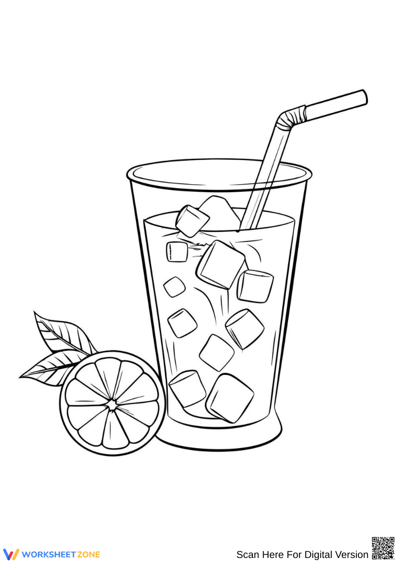 Iced Lemonade Drink Coloring Page - Page 1