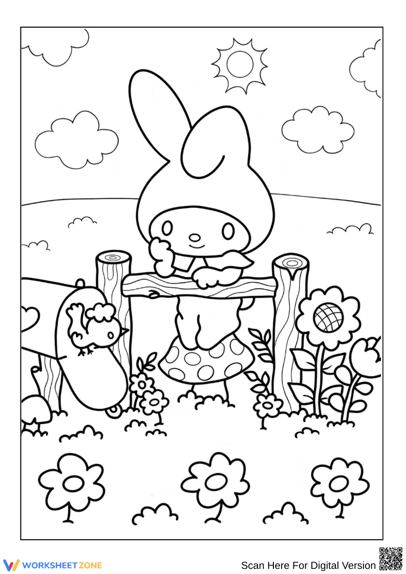 My Melody Garden Mailbox Coloring Page - Page 1