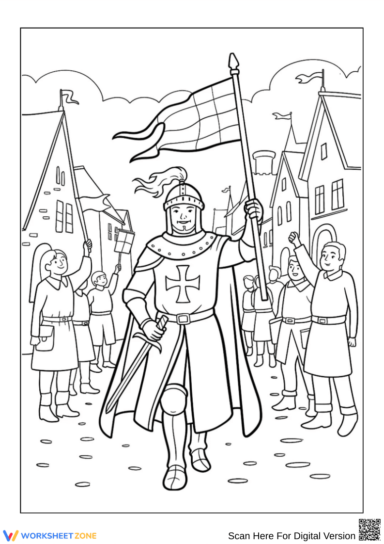 Victorious Knight Parade Coloring Page - Page 1