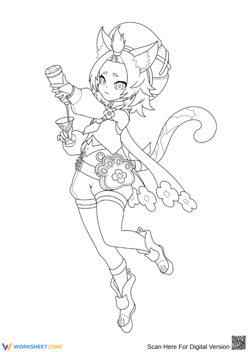 Genshin Impact Diona Catgirl Coloring Page - Page 1