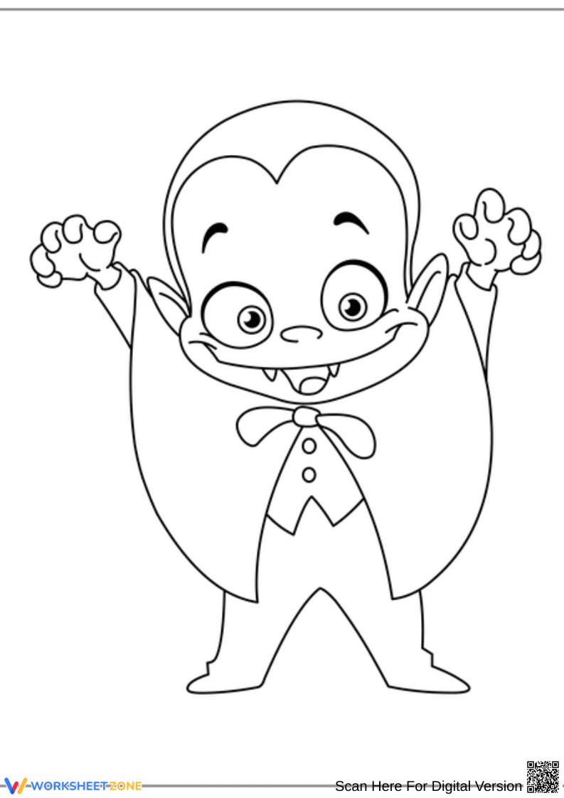 Cute Vampire Halloween Coloring Page - Page 1