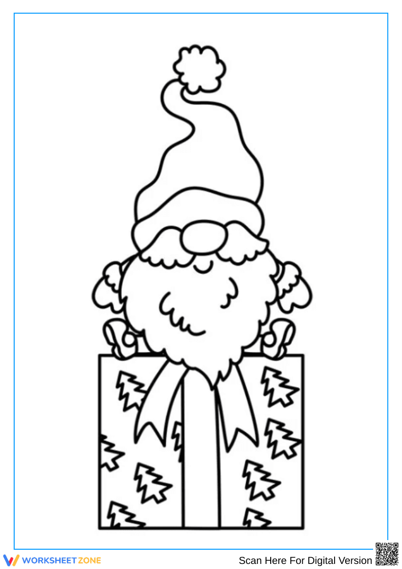 Santa with Gift Coloring Page - Page 1