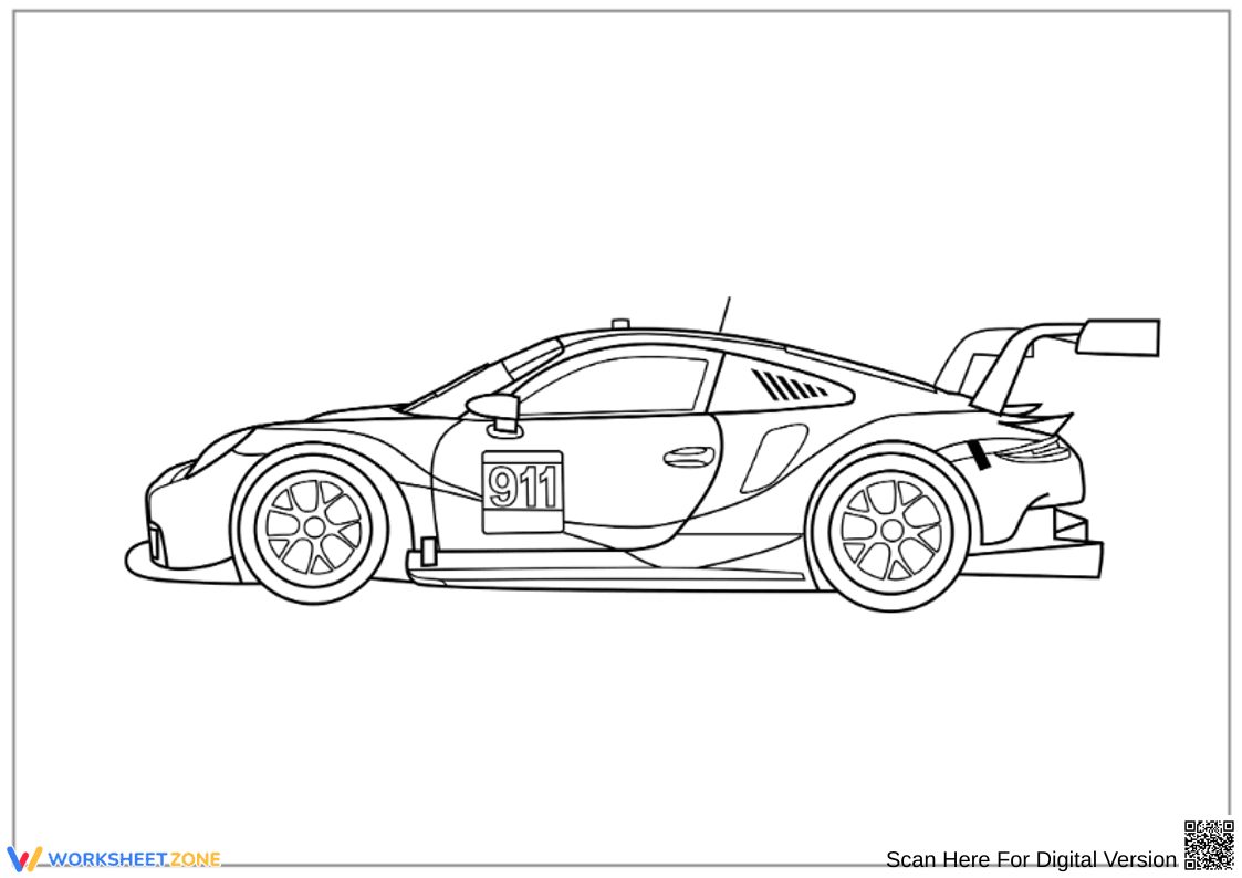 Porsche Race Car Coloring Page - Page 1