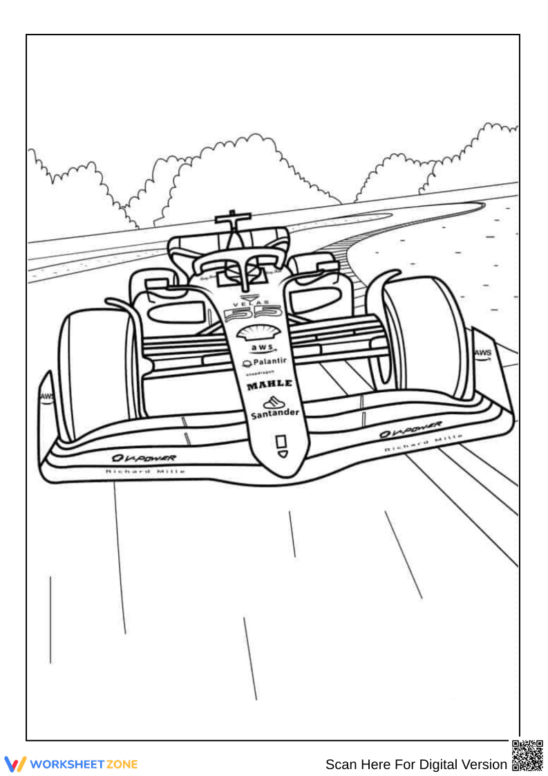 Ferrari Formula 1 Coloring Page - Page 1