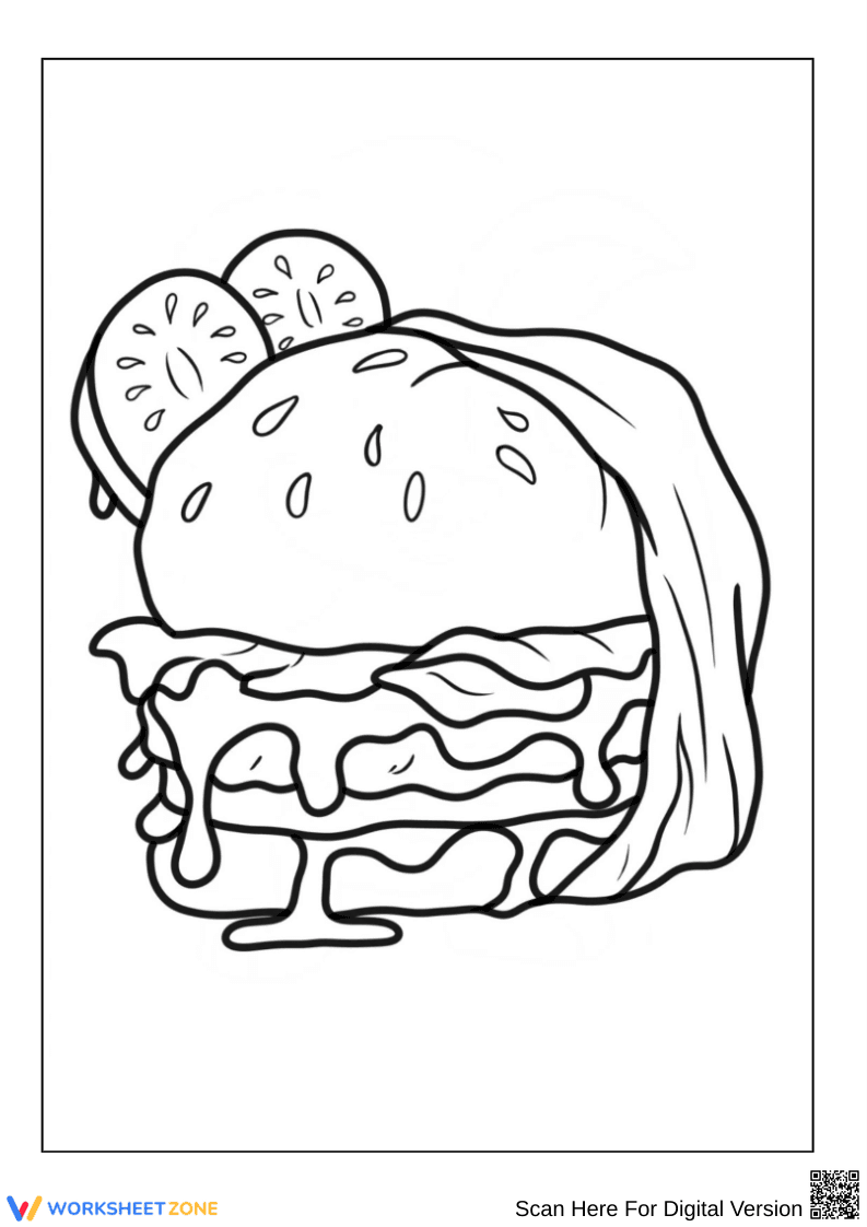 Juicy Burger Coloring Page - Page 1
