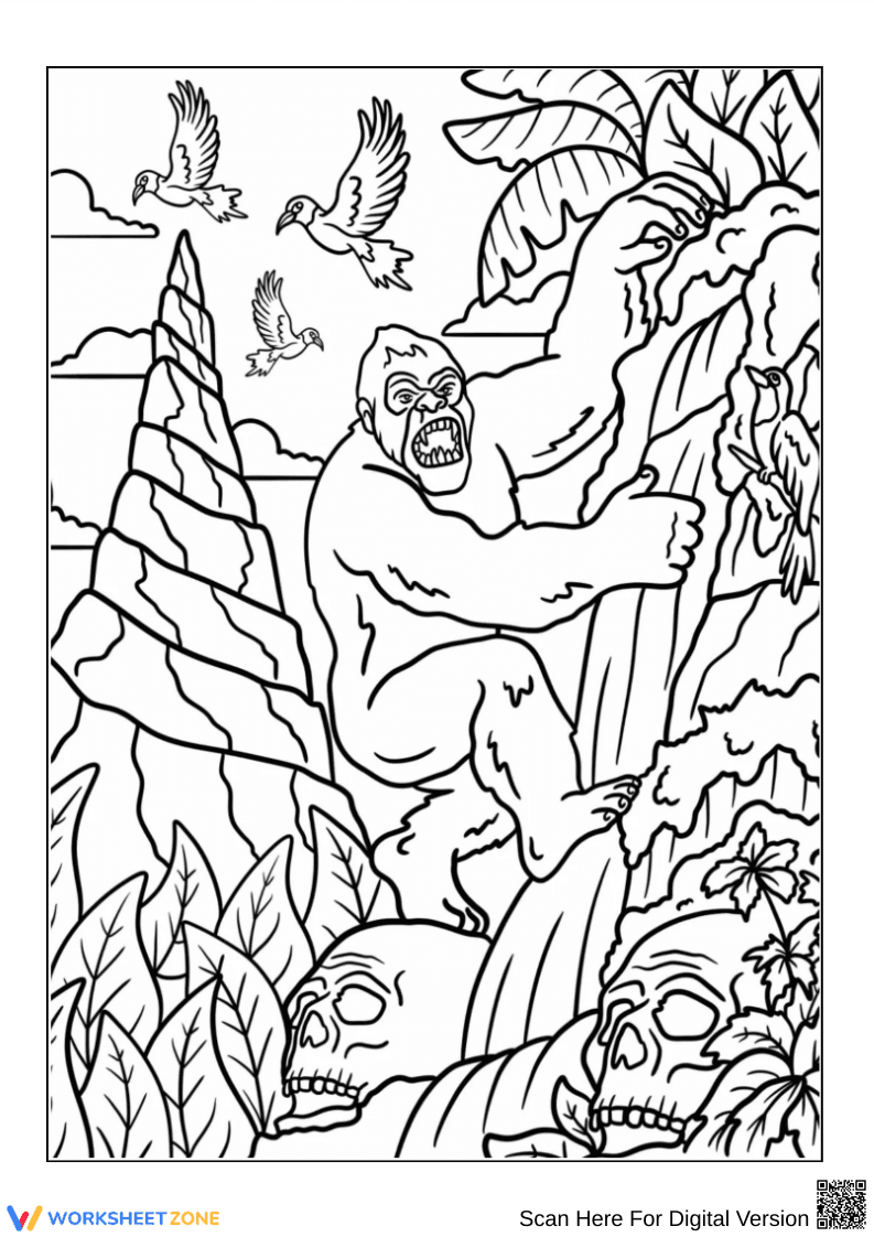 Jungle King Kong Coloring Page - Page 1