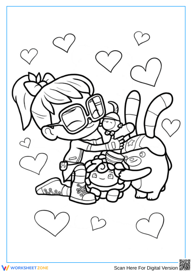 Abby Hatcher Hugging Fuzzly Friends Coloring Page - Page 1