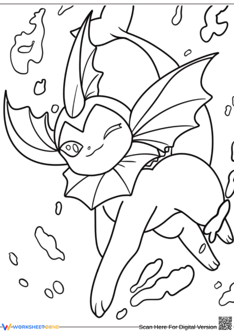 Exciting Vaporeon Pokémon Coloring Page - Page 1