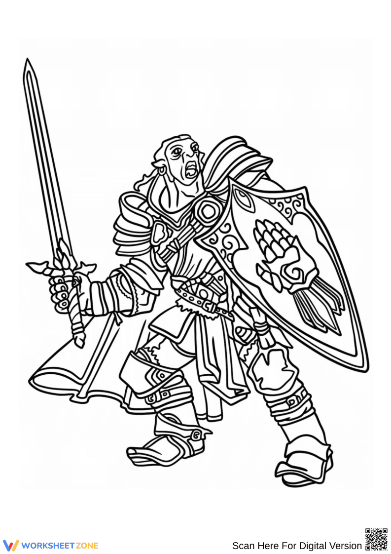 Dungeons & Dragons Warrior Coloring Page - Page 1