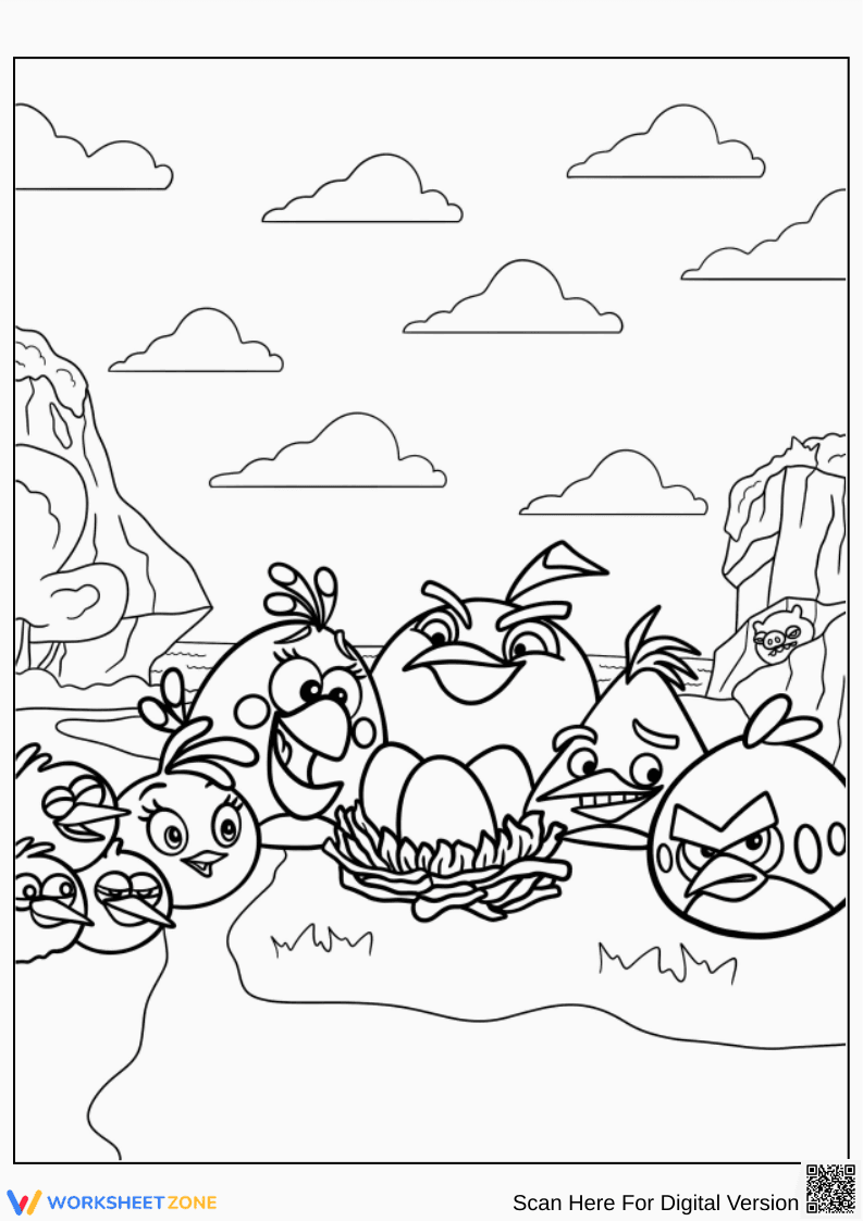 Angry Birds Protecting Their Eggs Coloring Page - Page 1