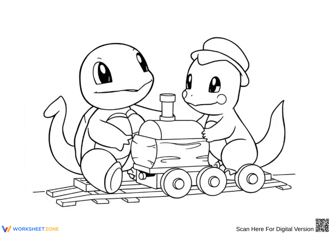 Squirtle and Charmander Pokémon Coloring Page - Page 1
