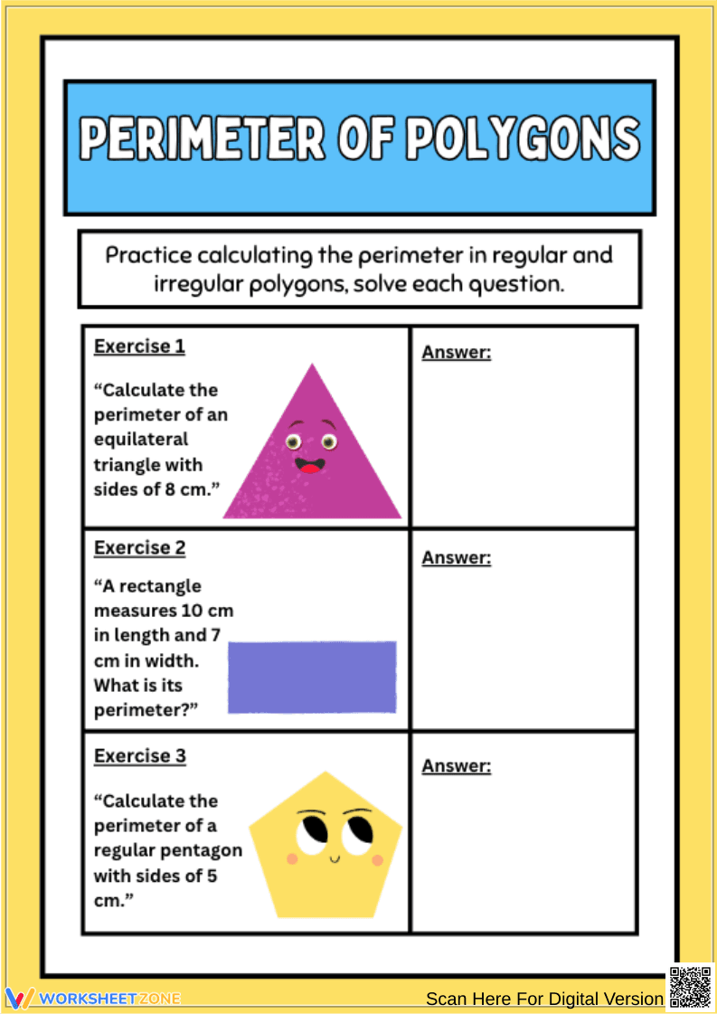 Fun Perimeter of Polygons Practice Worksheet - Page 1