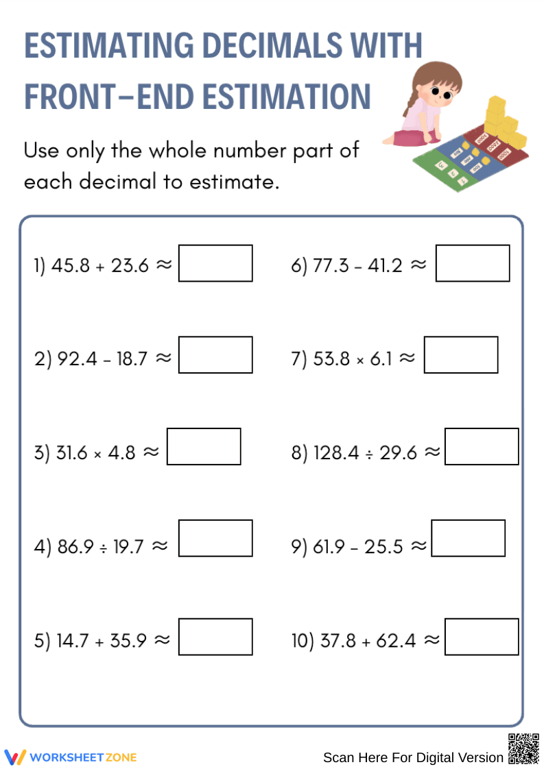 Estimating Decimals with Front-End Estimation - Page 1