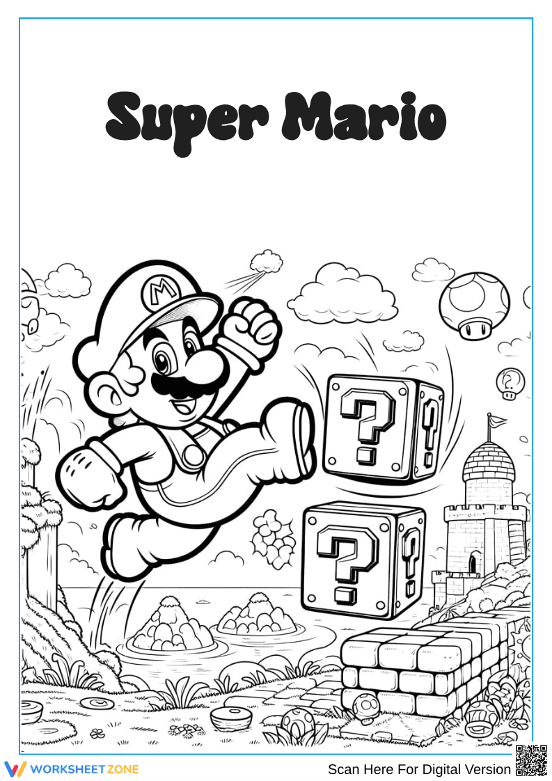 Super Mario Coloring Pages – Mario Jumping Adventure - Page 1