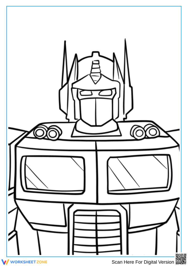 Optimus Prime Face Coloring Worksheet - Page 1