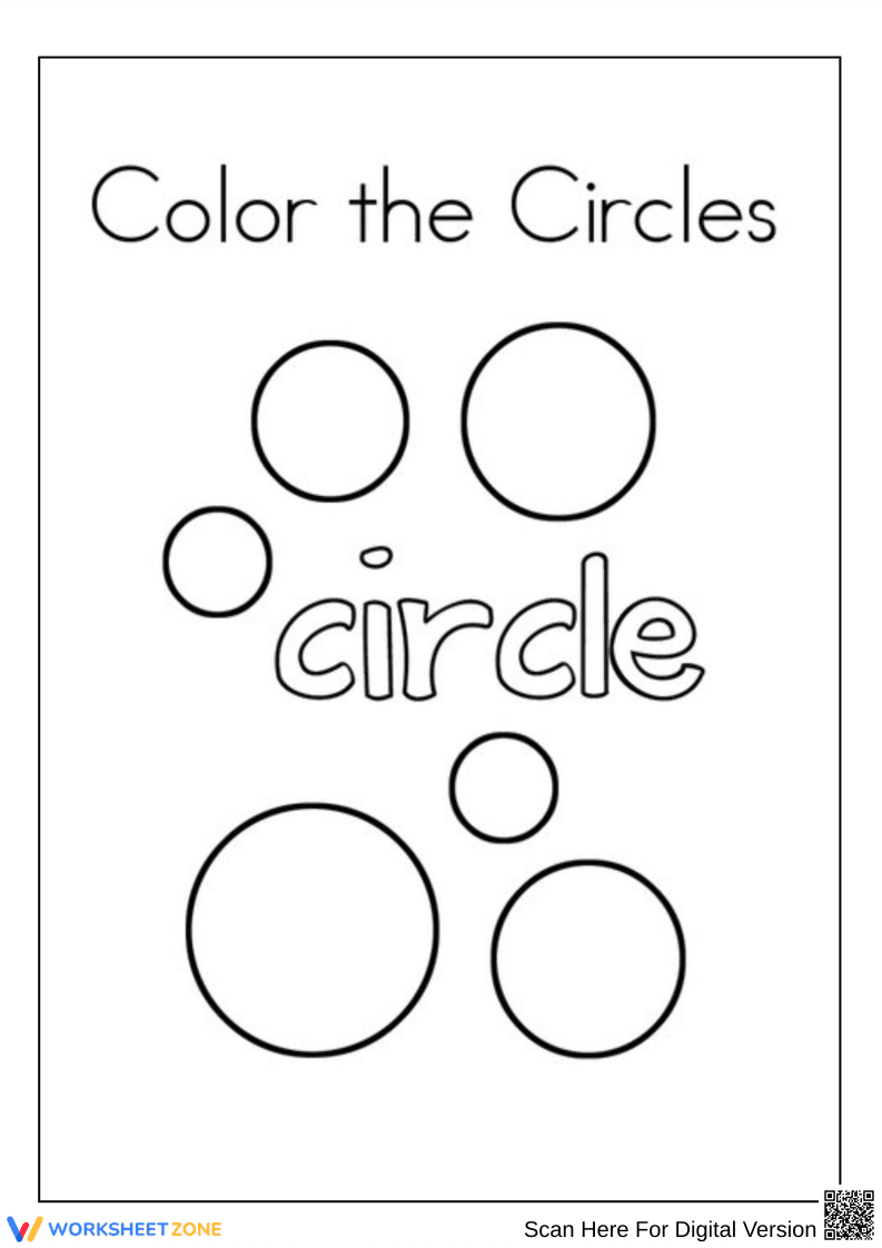 Circle Shape Coloring Worksheet - Page 1