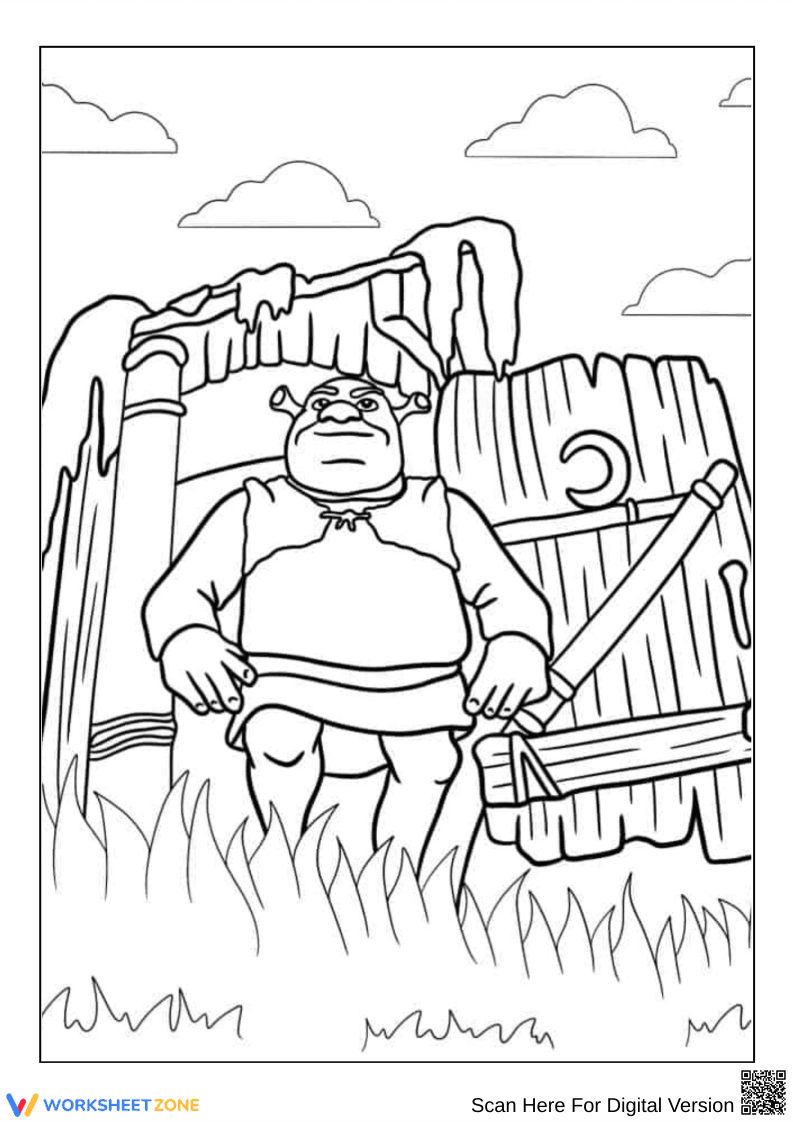 Shrek Swamp Coloring Page - Page 1