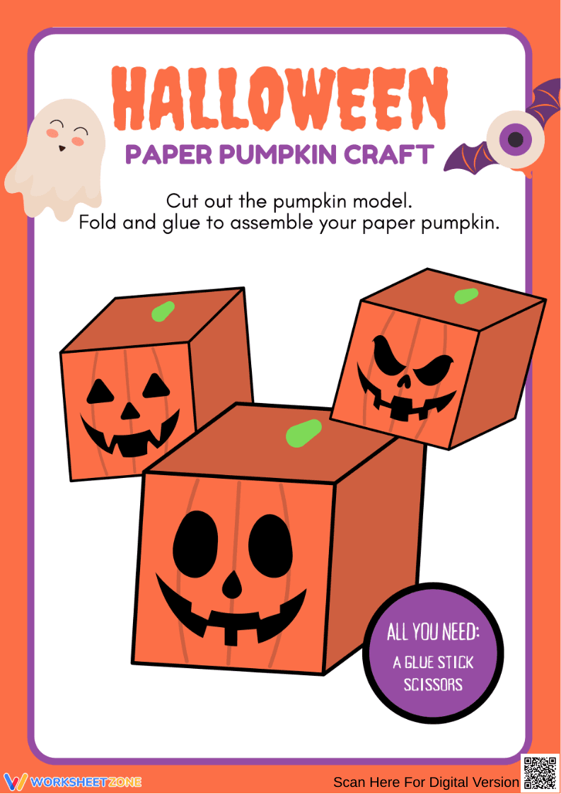 Halloween Paper Pumpkin Craft for Grade 1 - Page 1