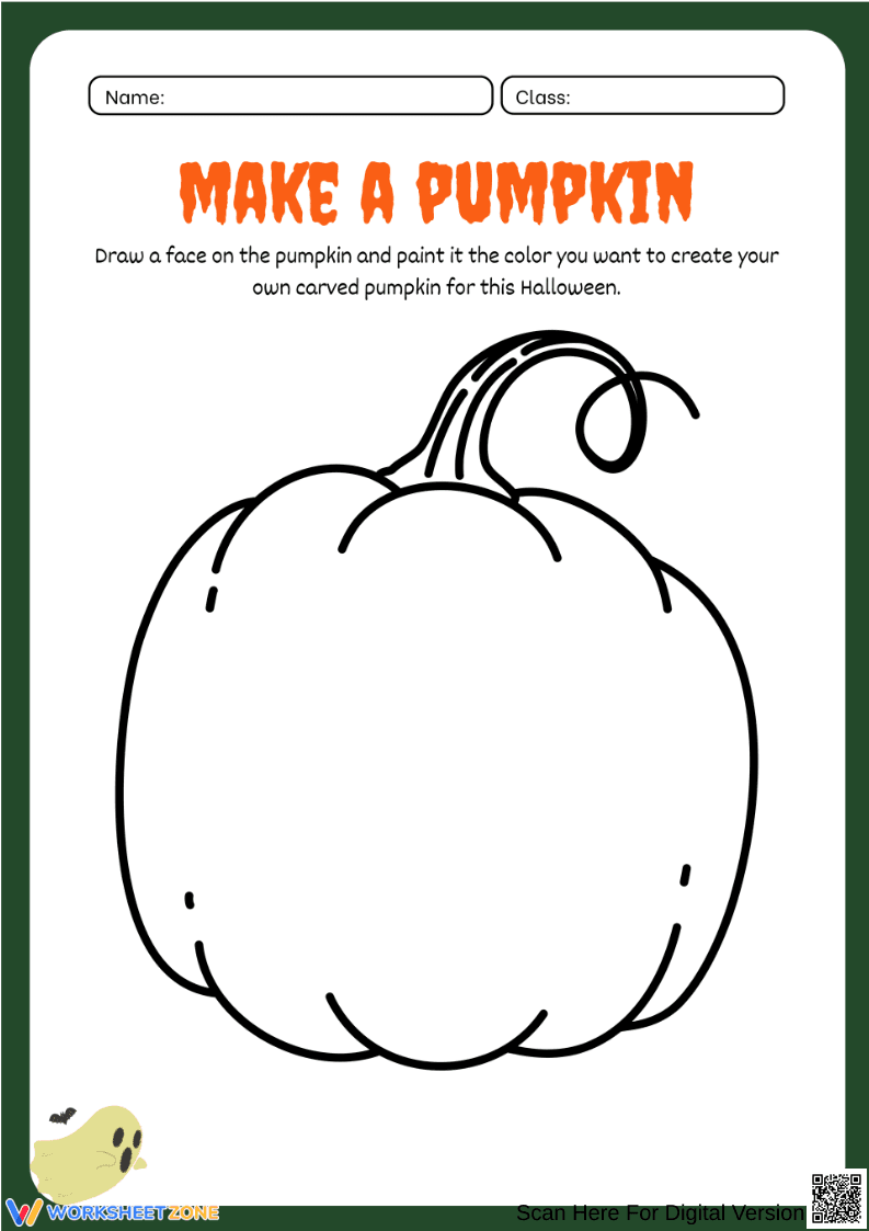 Make a Pumpkin Halloween Drawing Worksheet for Grade 1 - Page 1