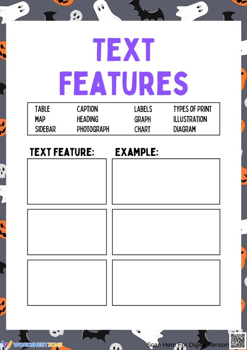 Halloween Text Features Worksheet – Fun Learning - Page 1