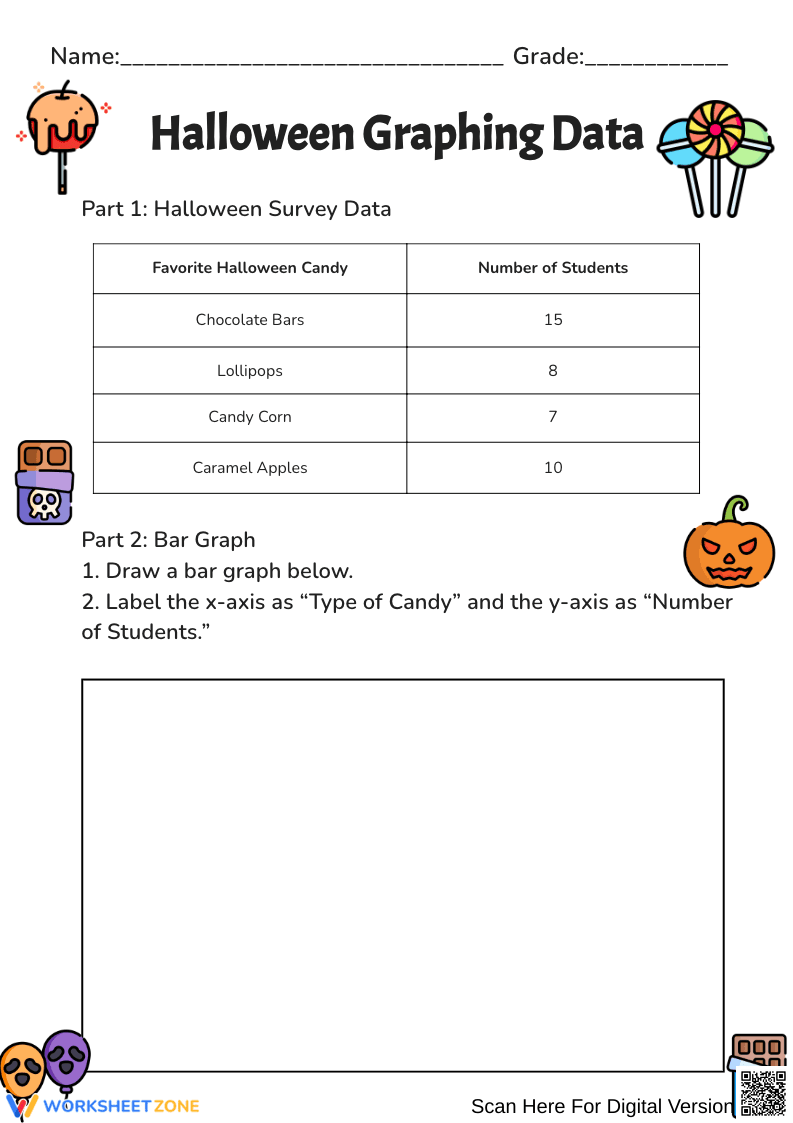Halloween Data Graphing and Analysis for Grade 8 - Page 1